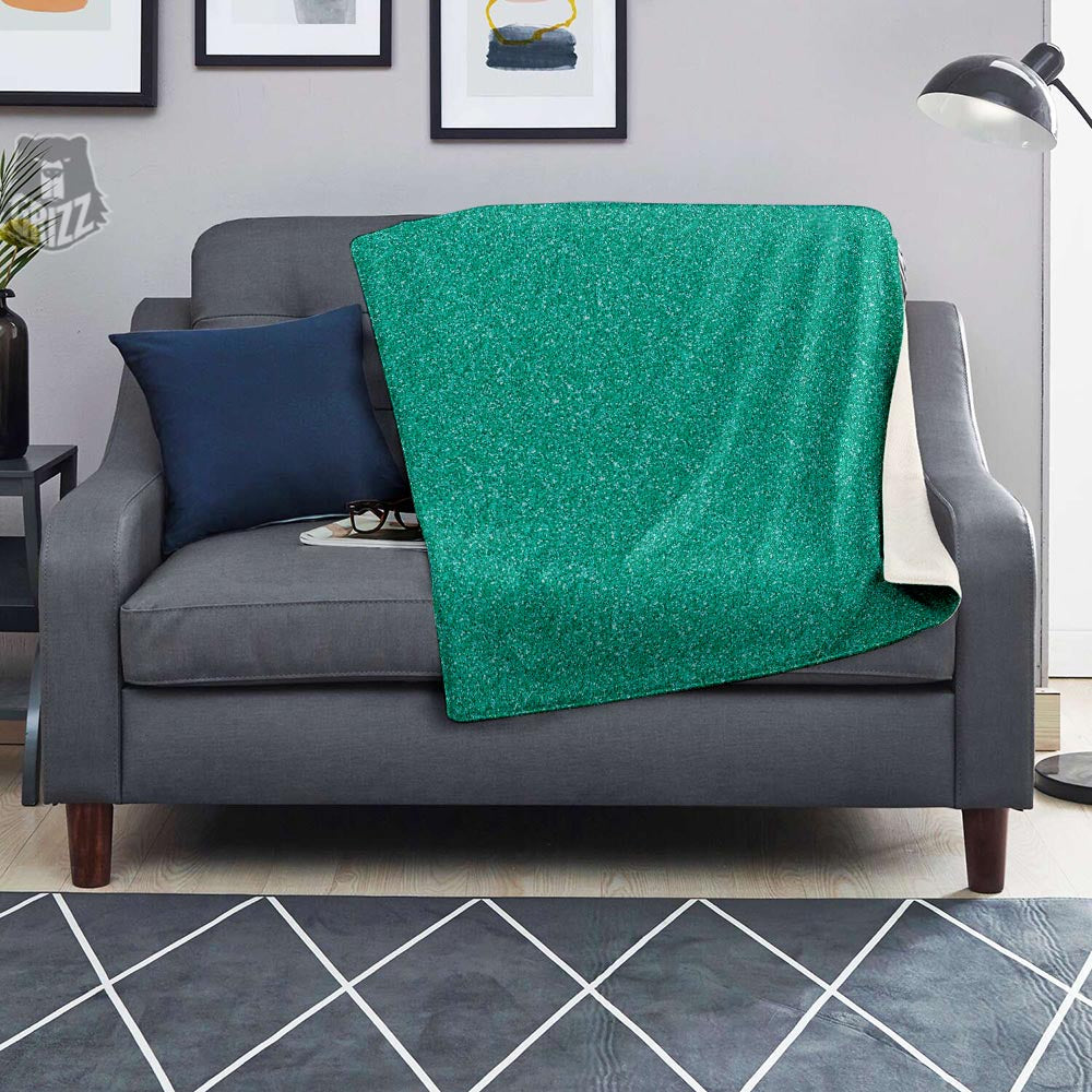 Teal Glitter Texture Print Blanket-grizzshop