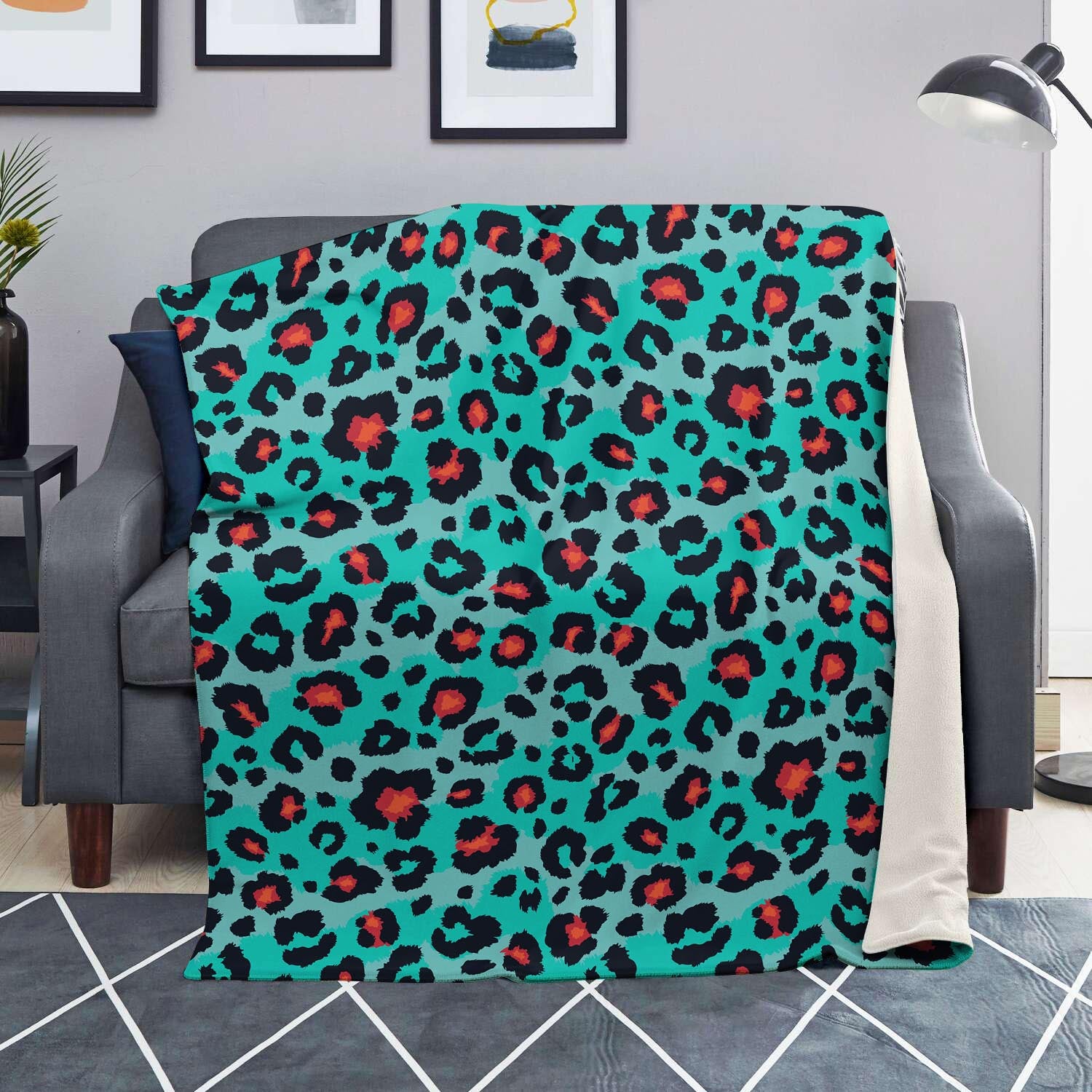 Teal Leopard Blanket-grizzshop