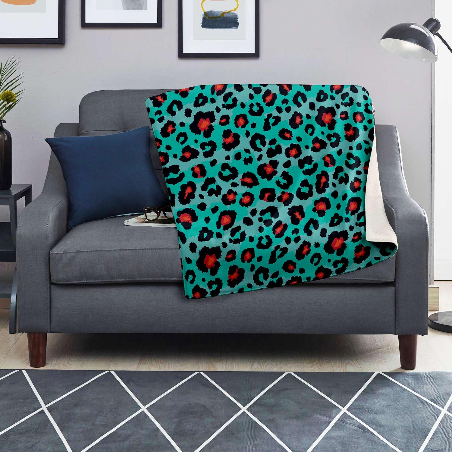 Teal Leopard Blanket-grizzshop