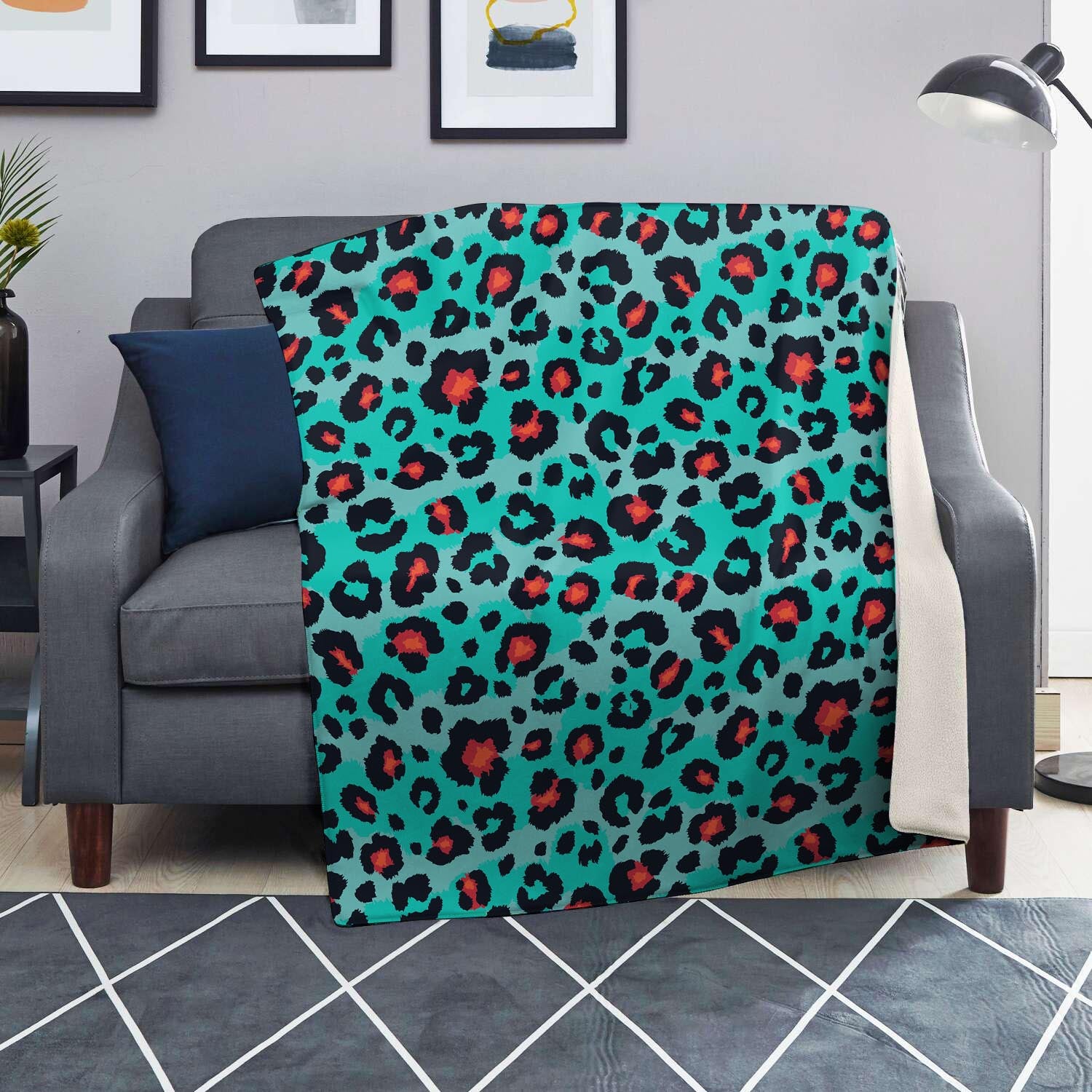 Teal Leopard Blanket-grizzshop