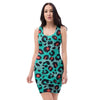 Teal Leopard Bodycon Dress-grizzshop