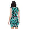 Teal Leopard Bodycon Dress-grizzshop