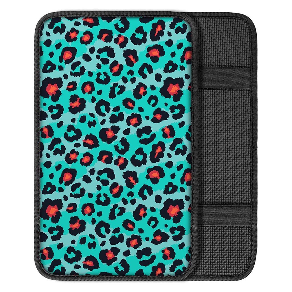 Teal Leopard Car Console Cover-grizzshop