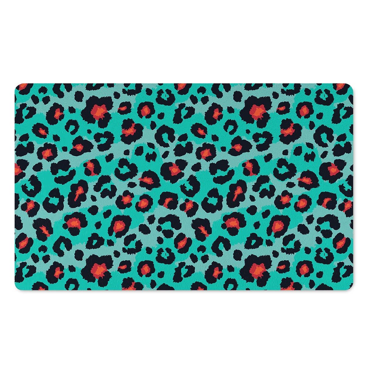 Teal Leopard Door Mat-grizzshop