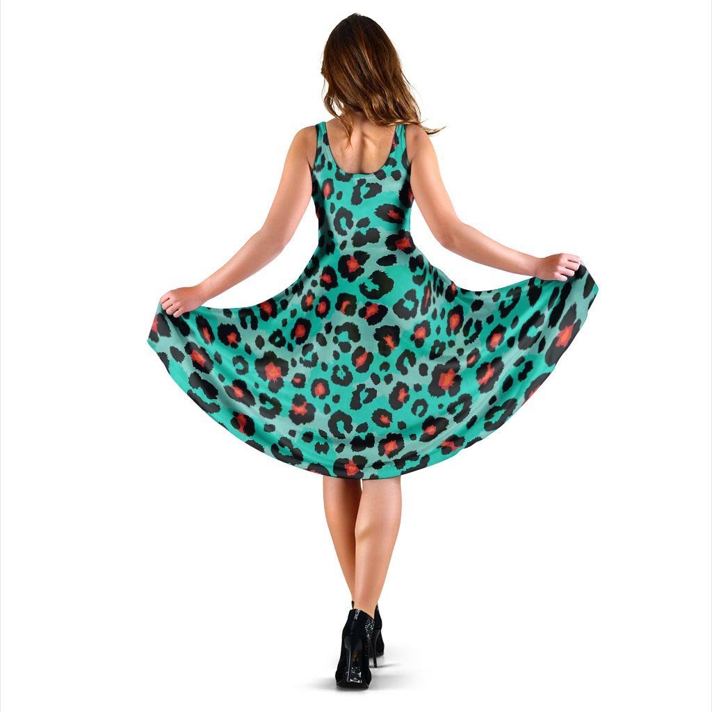 Teal Leopard Dress-grizzshop