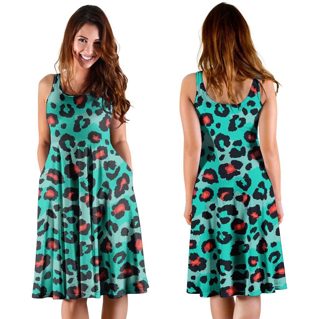 Teal Leopard Dress-grizzshop