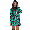 Teal Leopard Hoodie Dress-grizzshop