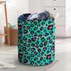 Teal Leopard Laundry Basket-grizzshop