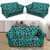 Teal Leopard Loveseat Cover-grizzshop