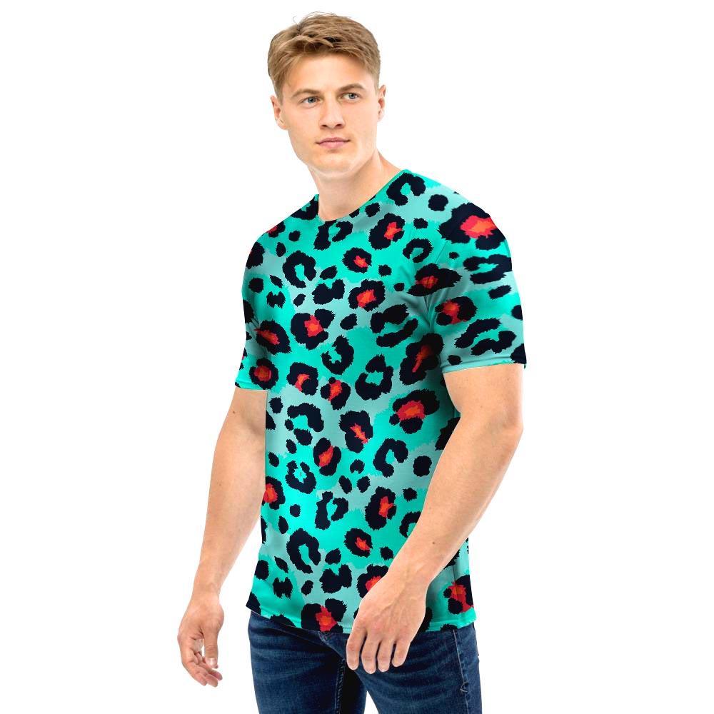 Teal Leopard Men T Shirt-grizzshop