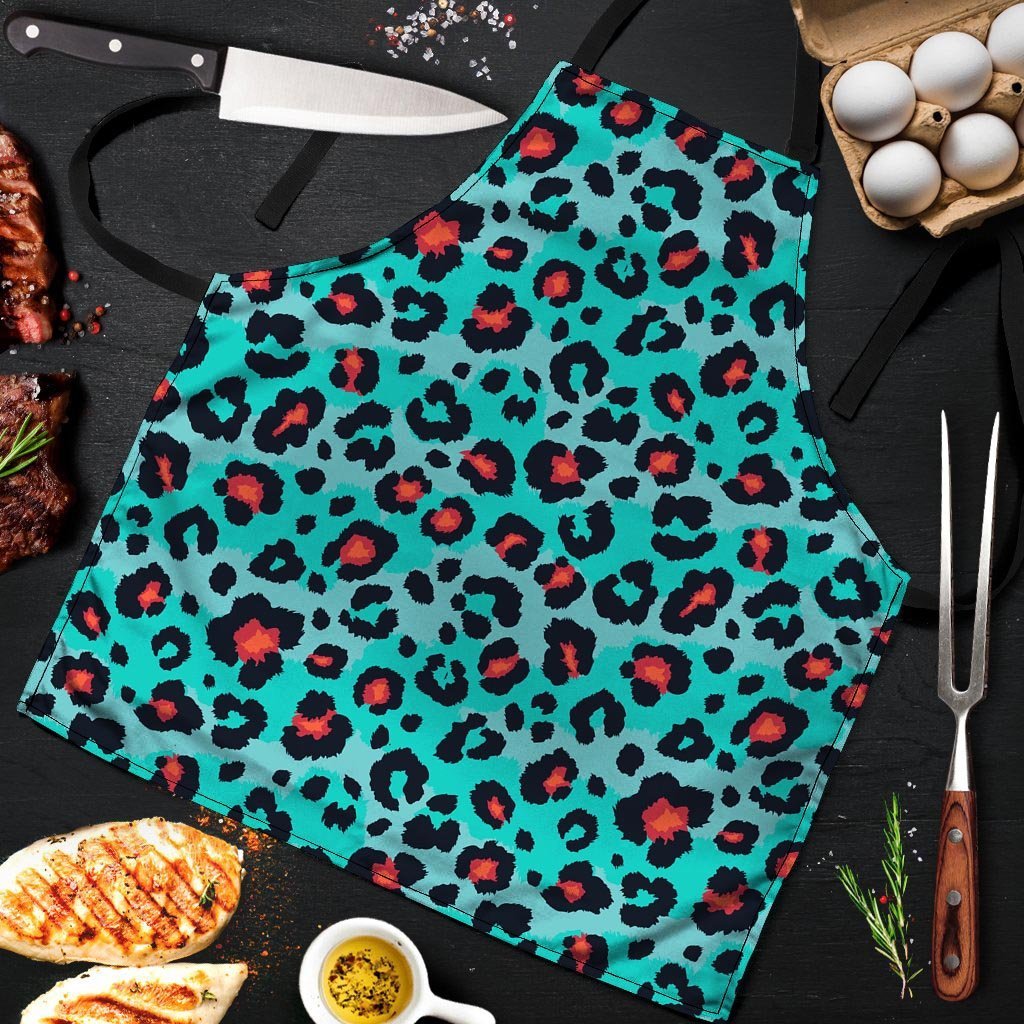 Teal Leopard Men's Apron-grizzshop