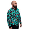 Teal Leopard Men's Bomber Jacket-grizzshop