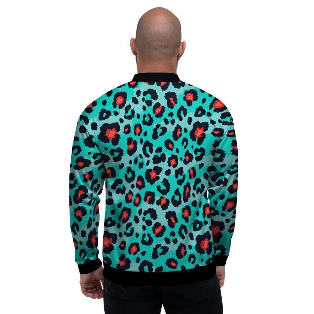 Teal Leopard Men's Bomber Jacket-grizzshop