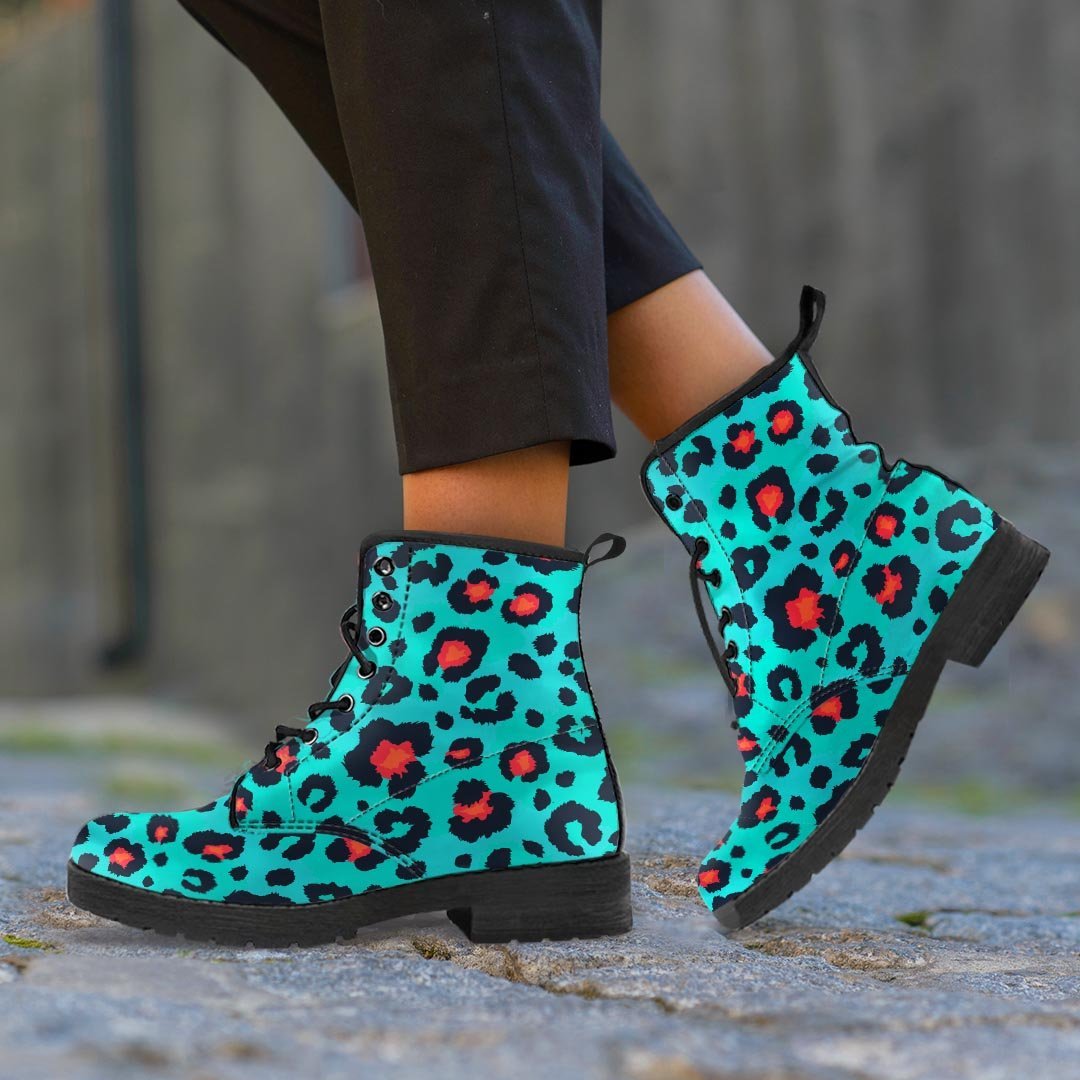 Teal Leopard Men's Boots-grizzshop