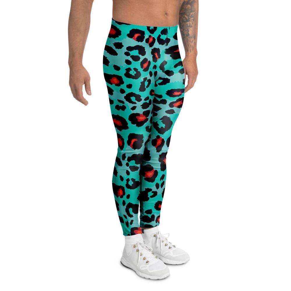 Teal Leopard Men's Leggings-grizzshop