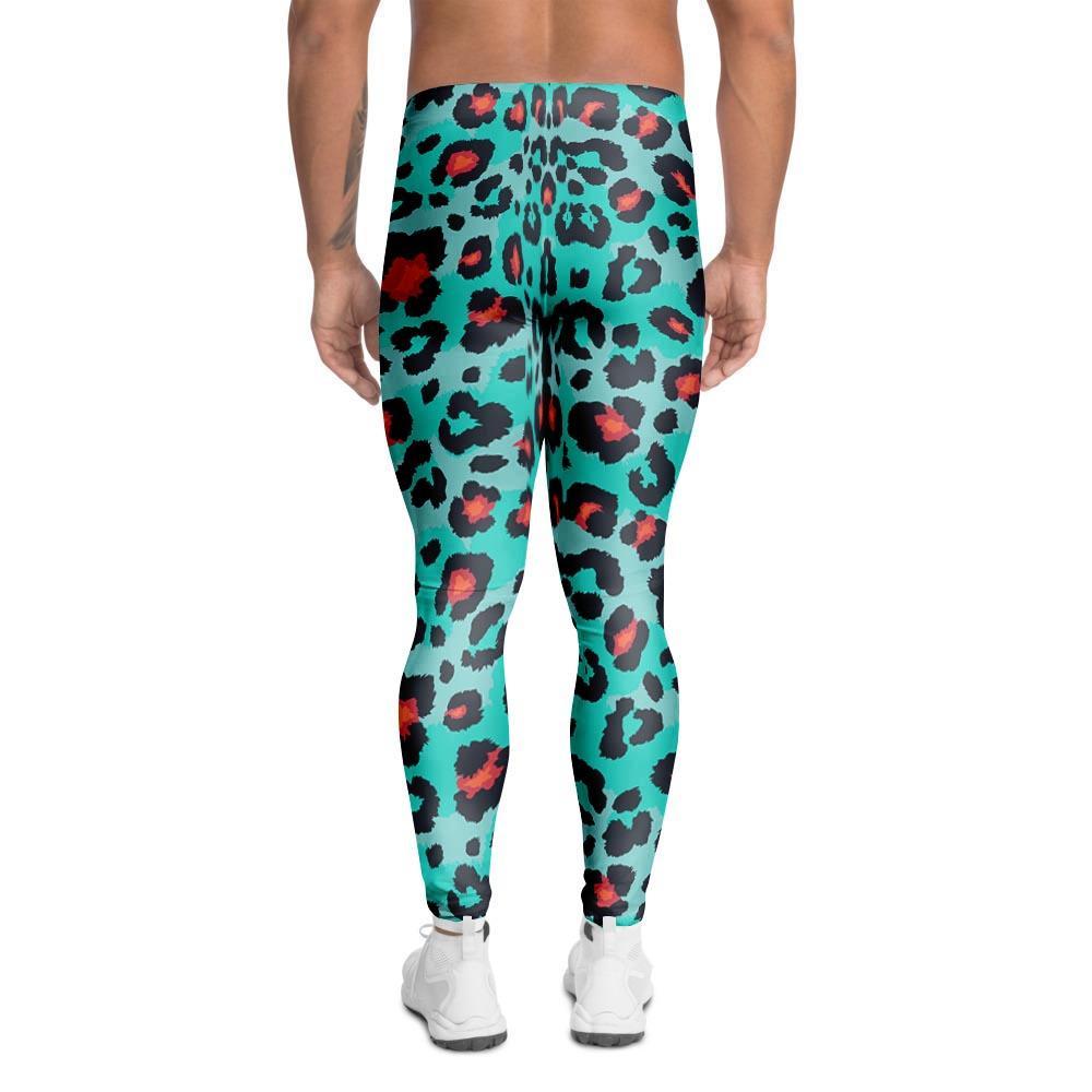 Teal Leopard Men's Leggings-grizzshop