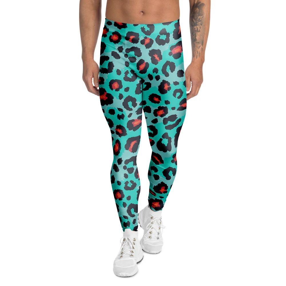 Teal Leopard Men's Leggings-grizzshop