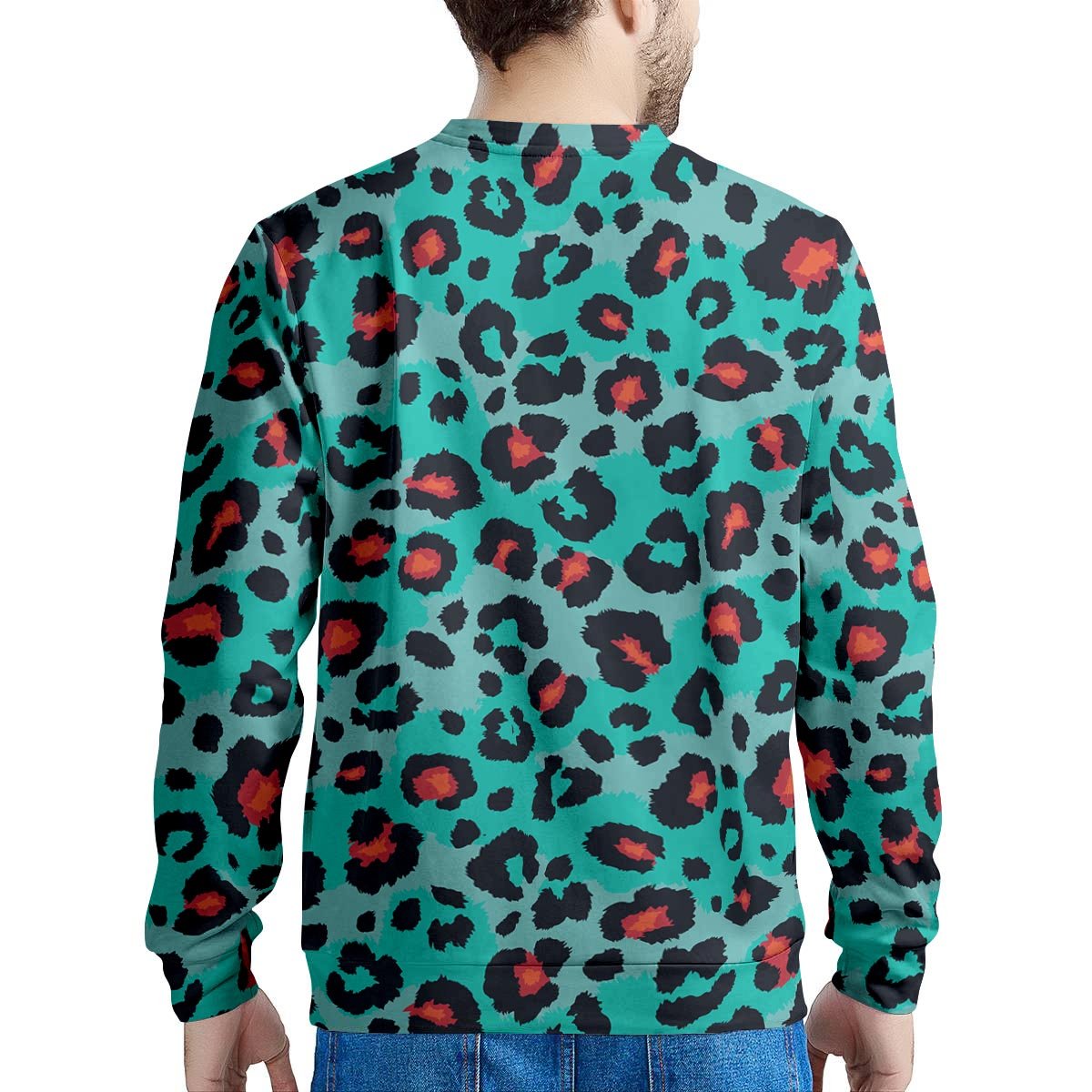 Teal Leopard Men's Sweatshirt-grizzshop