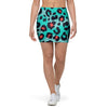 Teal Leopard Mini Skirt-grizzshop