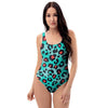 Teal Leopard One Piece Swimsuite-grizzshop