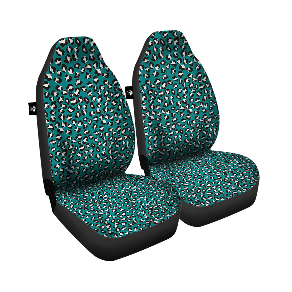 Teal Leopard Print Pattern Car Seat Covers-grizzshop