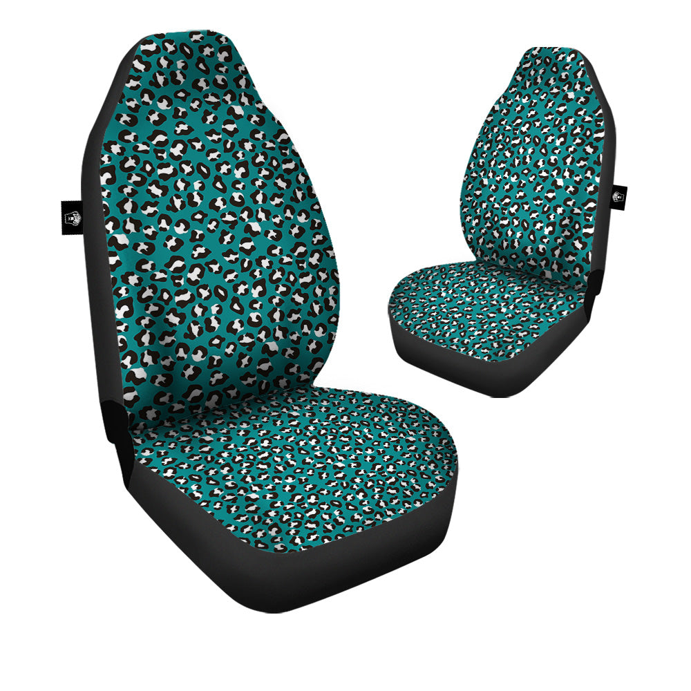 Teal Leopard Print Pattern Car Seat Covers-grizzshop