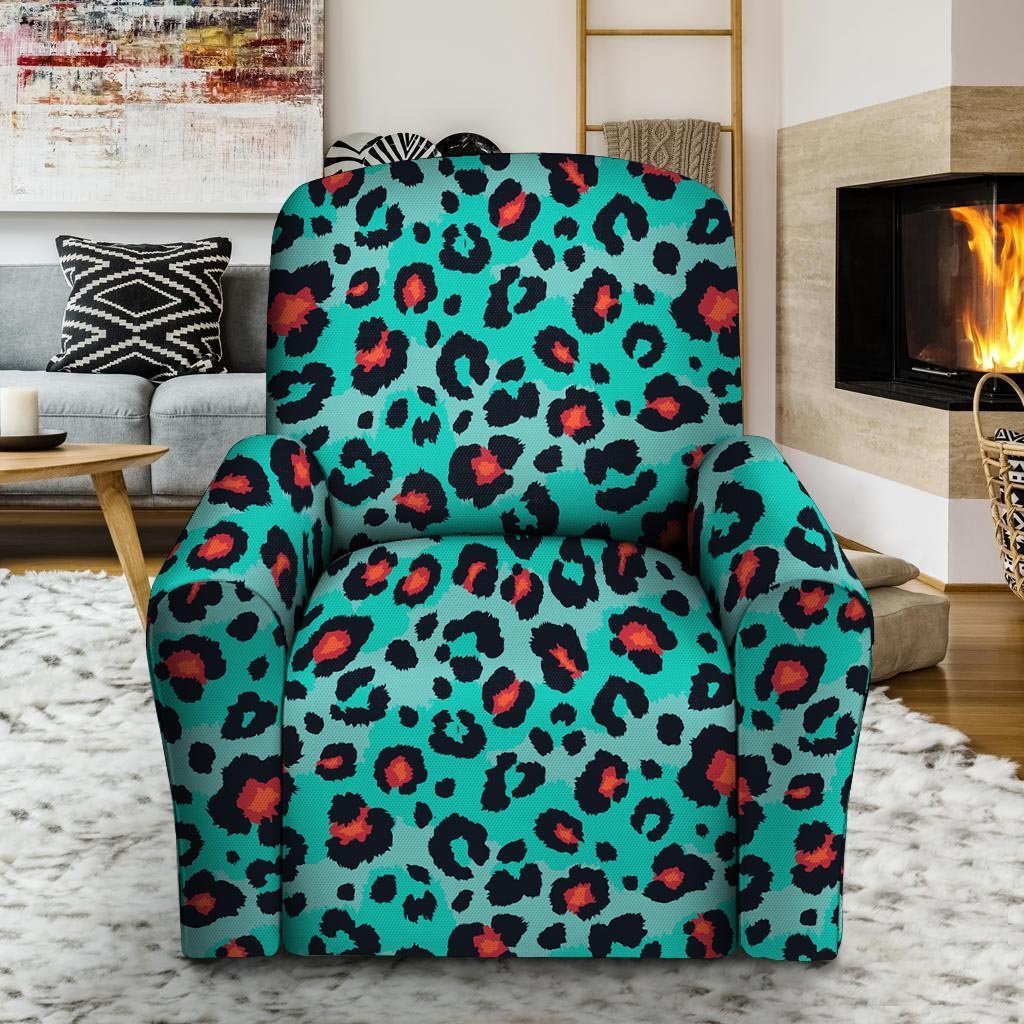 Teal Leopard Recliner Cover-grizzshop