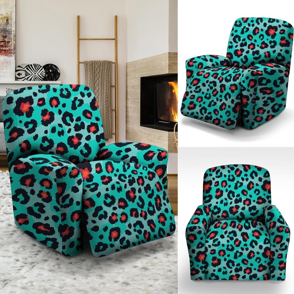 Teal Leopard Recliner Cover-grizzshop