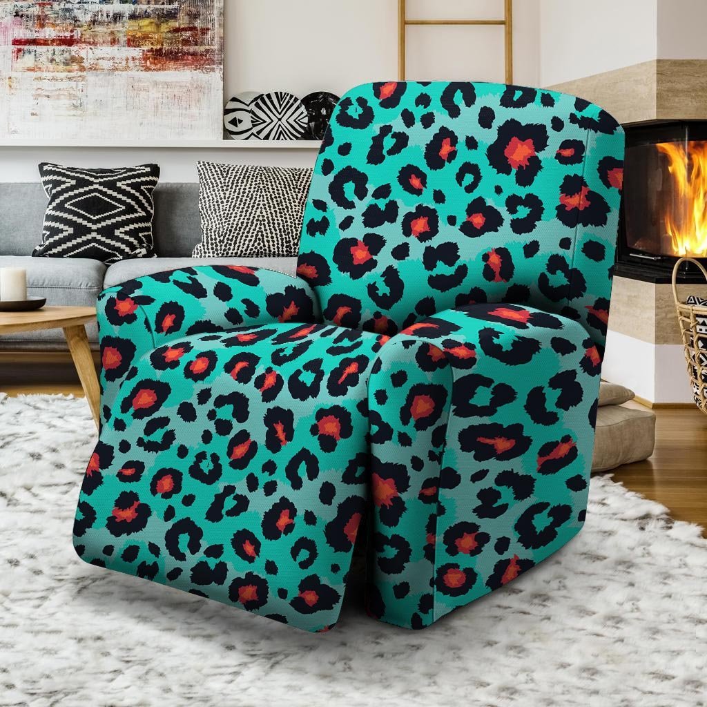 Teal Leopard Recliner Cover-grizzshop