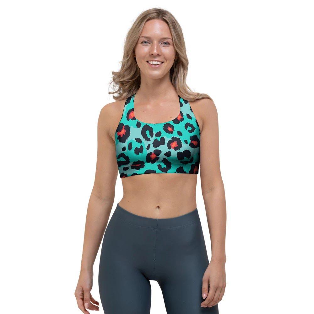 Teal Leopard Sports Bra-grizzshop