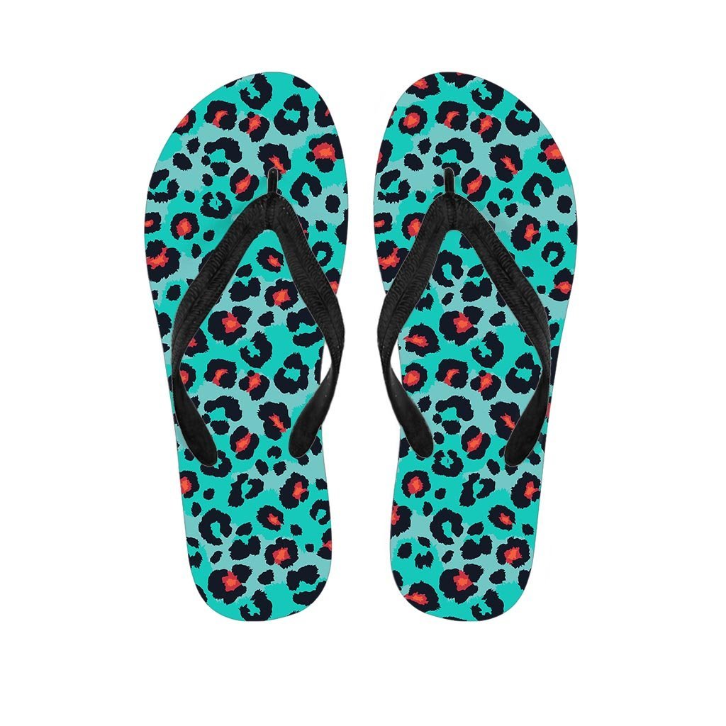 Teal Leopard Women's Flip Flops-grizzshop