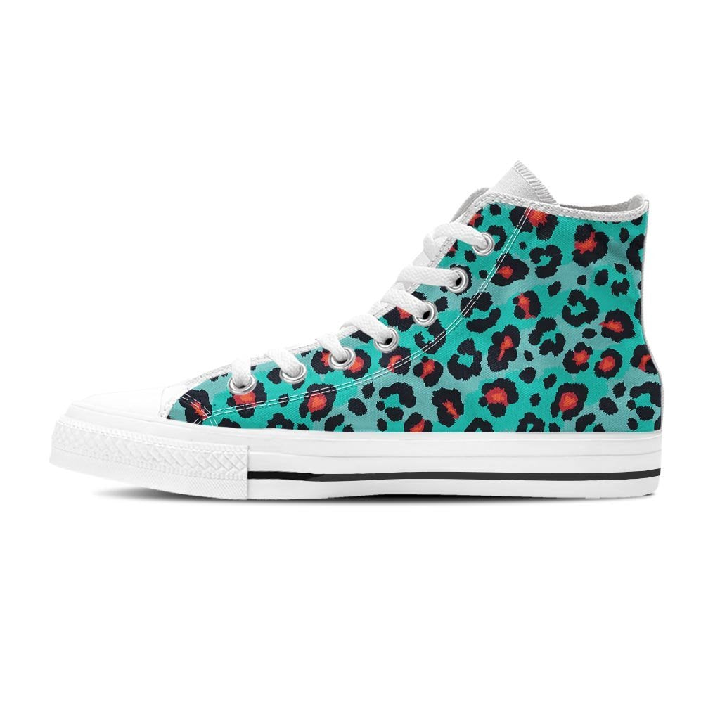 Teal Leopard Women's High Top Shoes-grizzshop