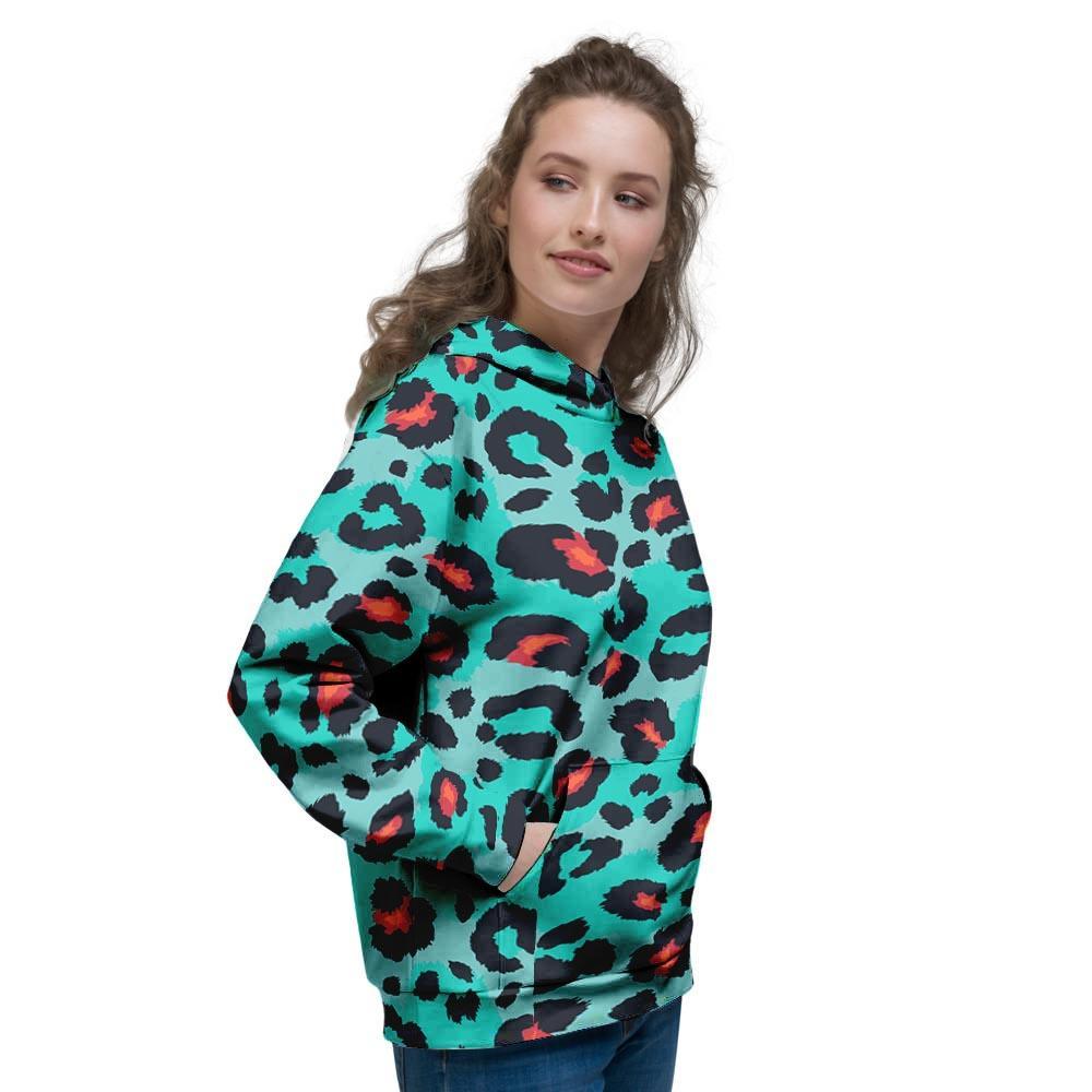 Teal Leopard Women's Hoodie-grizzshop