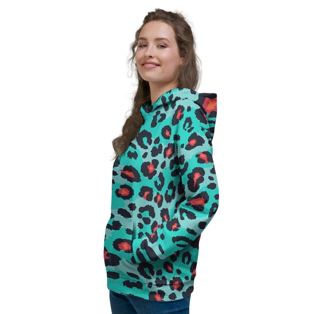 Teal Leopard Women's Hoodie-grizzshop