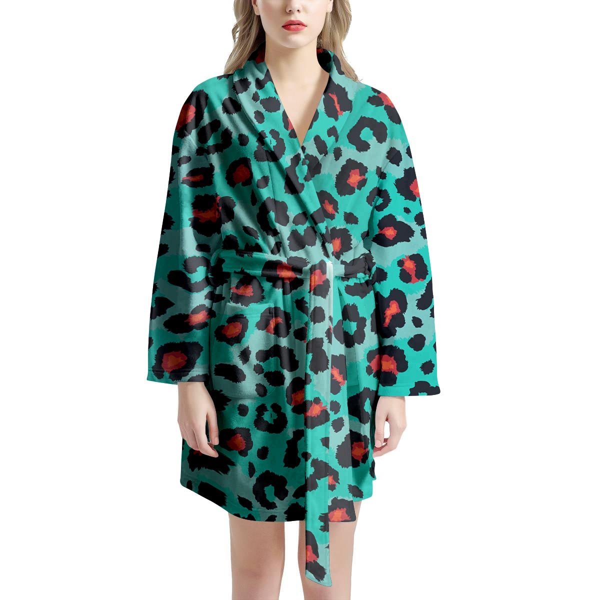 Teal Leopard Women's Robe-grizzshop