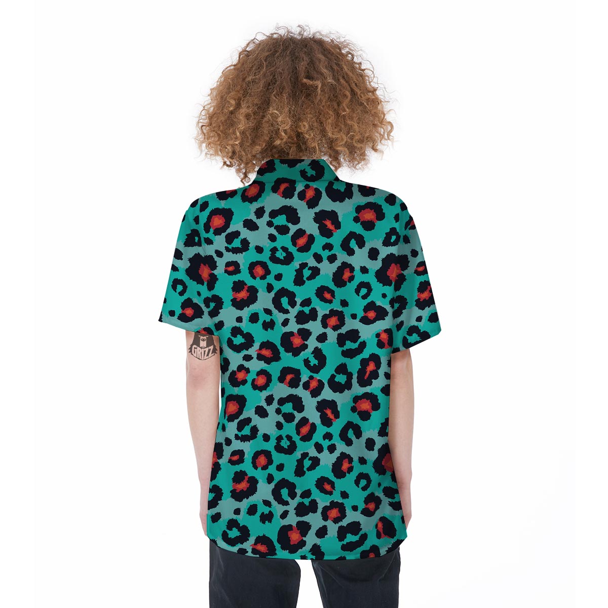 Teal Leopard Women's Short Sleeve Shirts-grizzshop