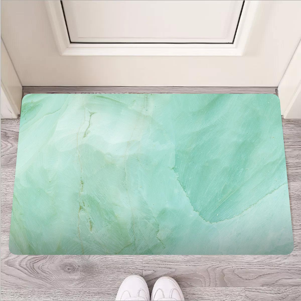 Teal Marble Door Mat-grizzshop