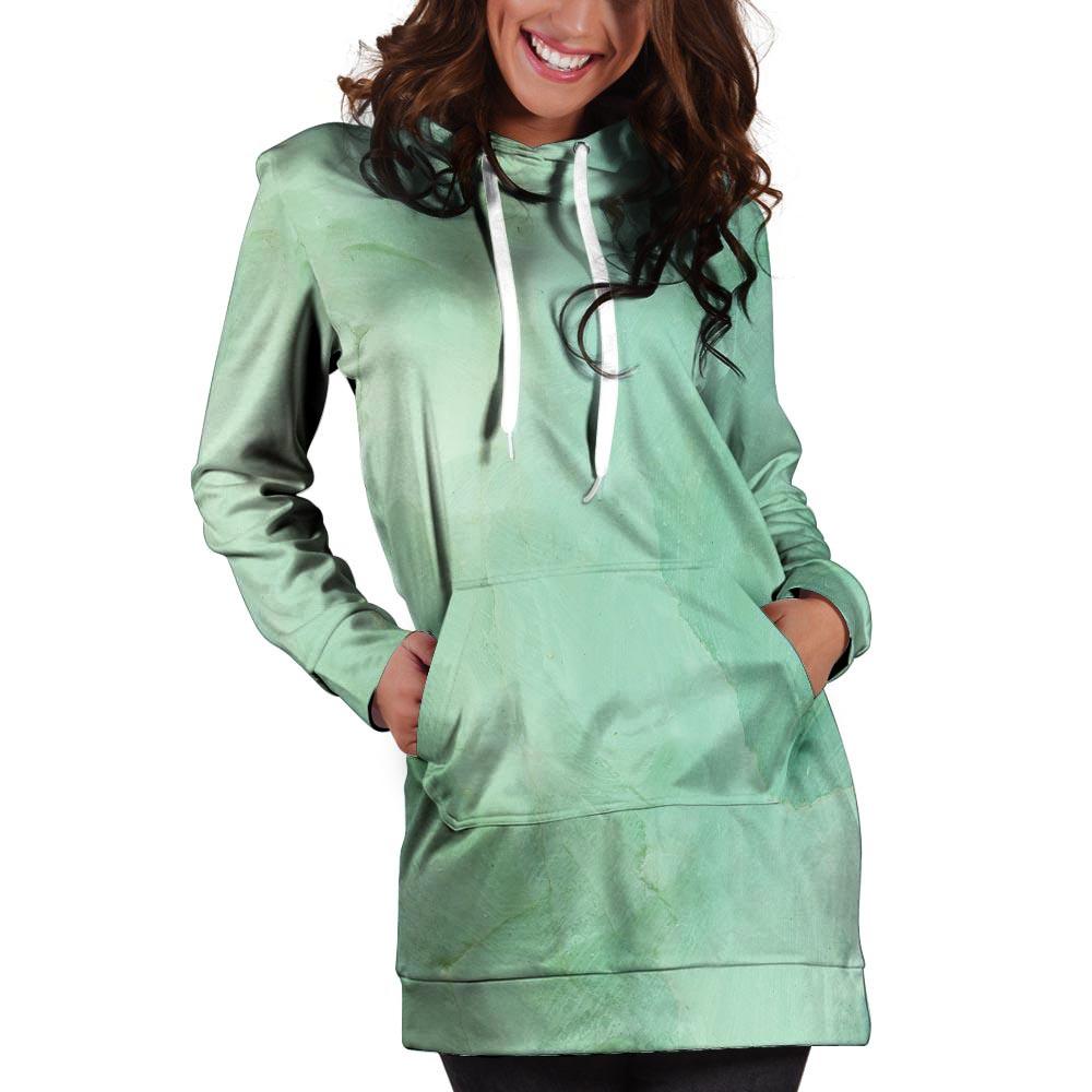 Teal Marble Hoodie Dress-grizzshop