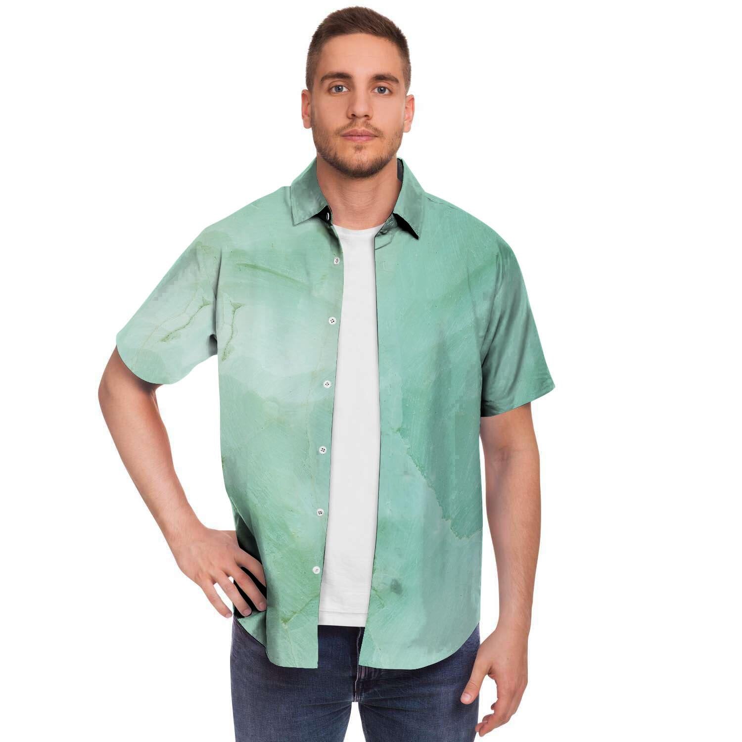 Teal Marble Men's Short Sleeve Shirt-grizzshop