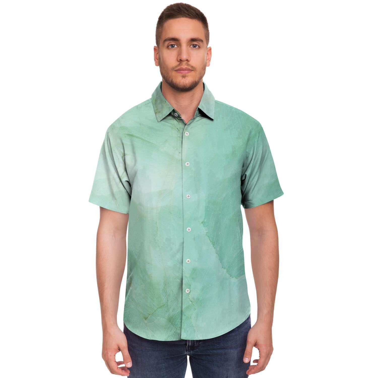 Teal Marble Men's Short Sleeve Shirt-grizzshop