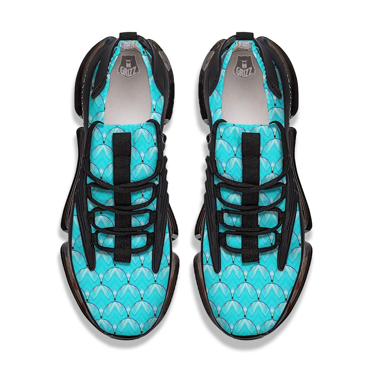 Teal Marble Print Pattern Black Gym Shoes-grizzshop