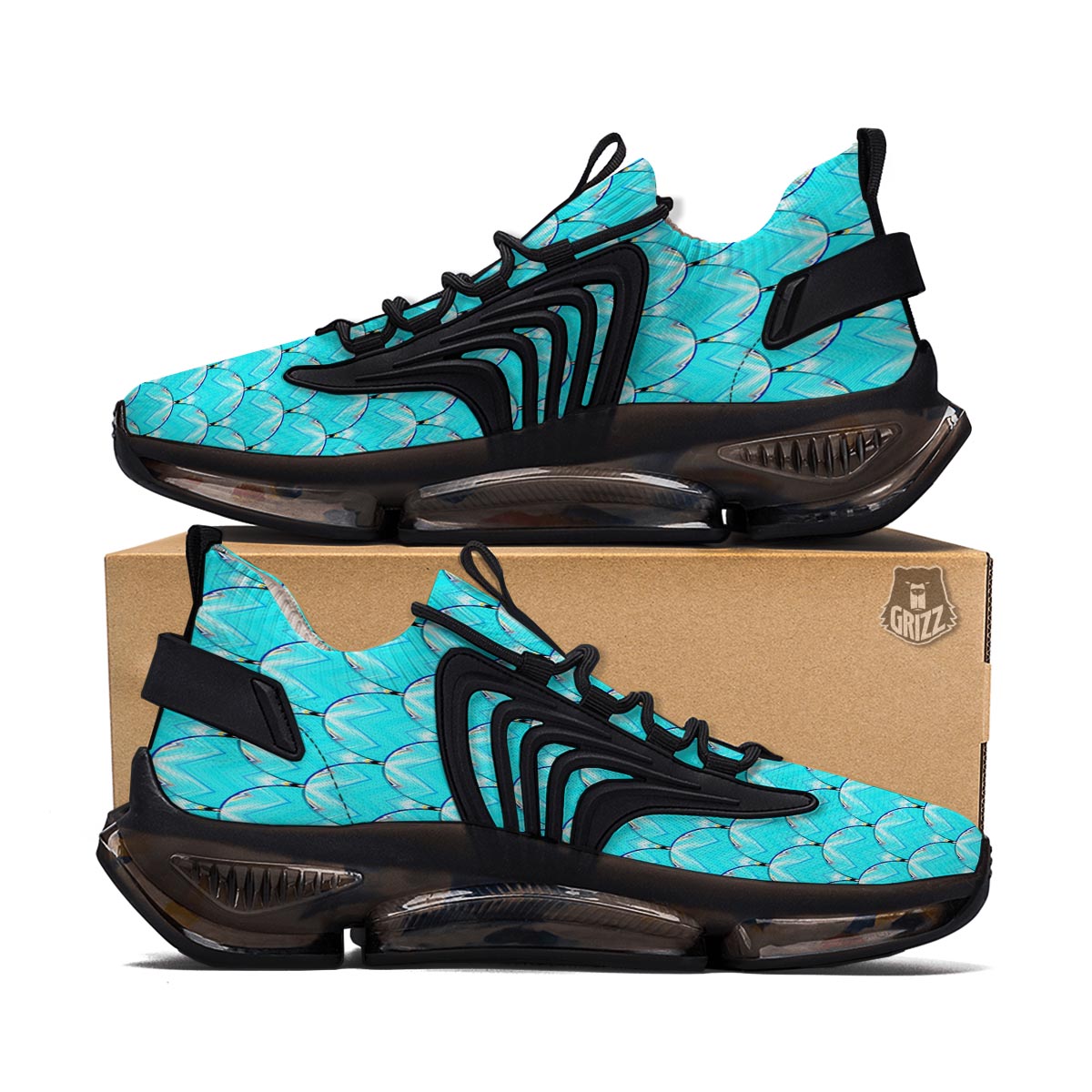 Teal Marble Print Pattern Black Gym Shoes-grizzshop