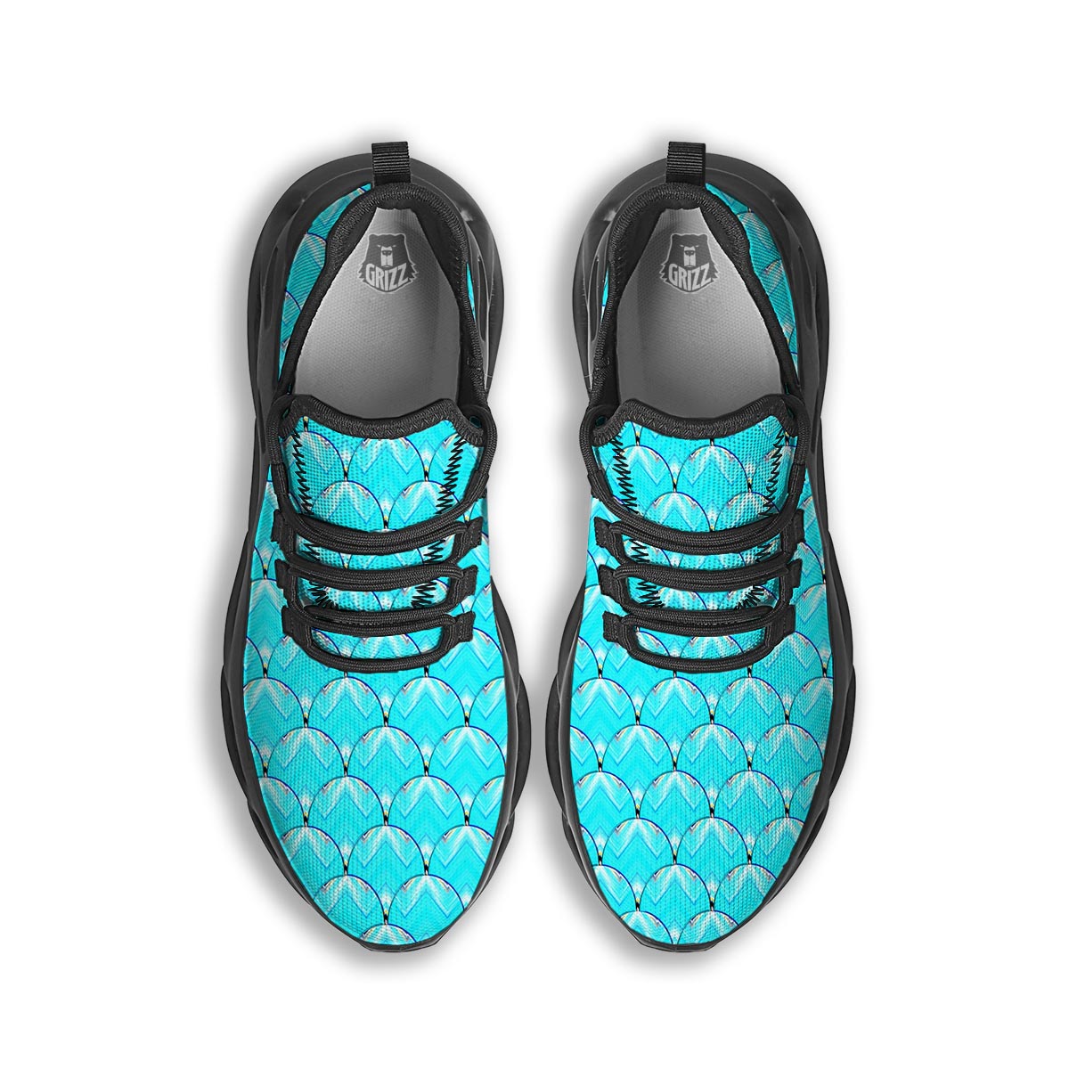 Teal Marble Print Pattern Black Running Shoes-grizzshop