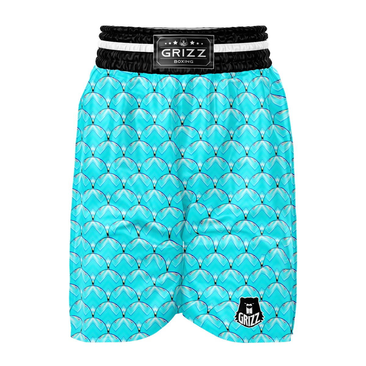 Teal Marble Print Pattern Boxing Shorts-grizzshop