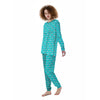 Teal Marble Print Pattern Women's Pajamas-grizzshop