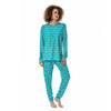 Teal Marble Print Pattern Women's Pajamas-grizzshop