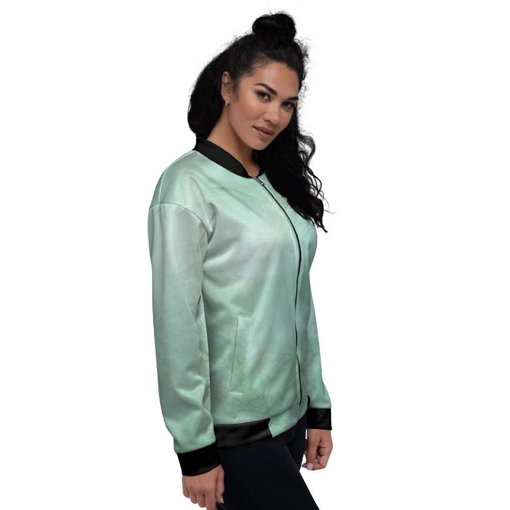 Teal Marble Women's Bomber Jacket-grizzshop