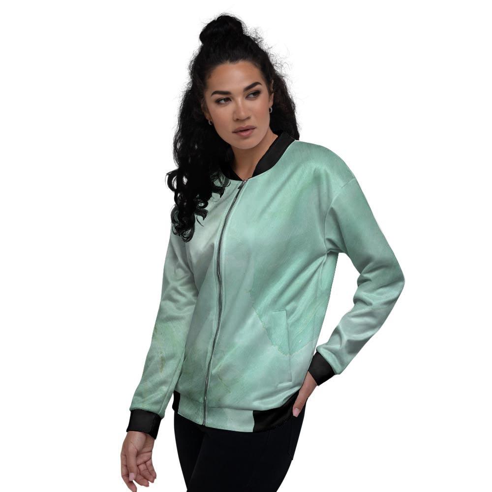 Teal Marble Women's Bomber Jacket-grizzshop