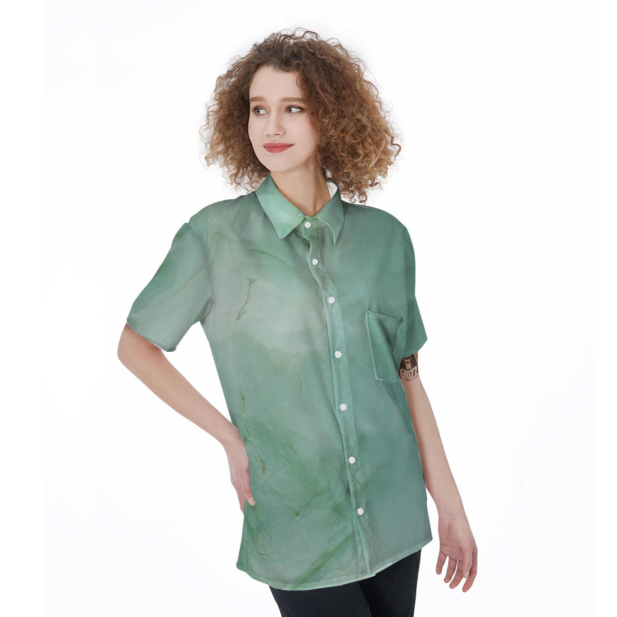 Teal Marble Women's Short Sleeve Shirts-grizzshop