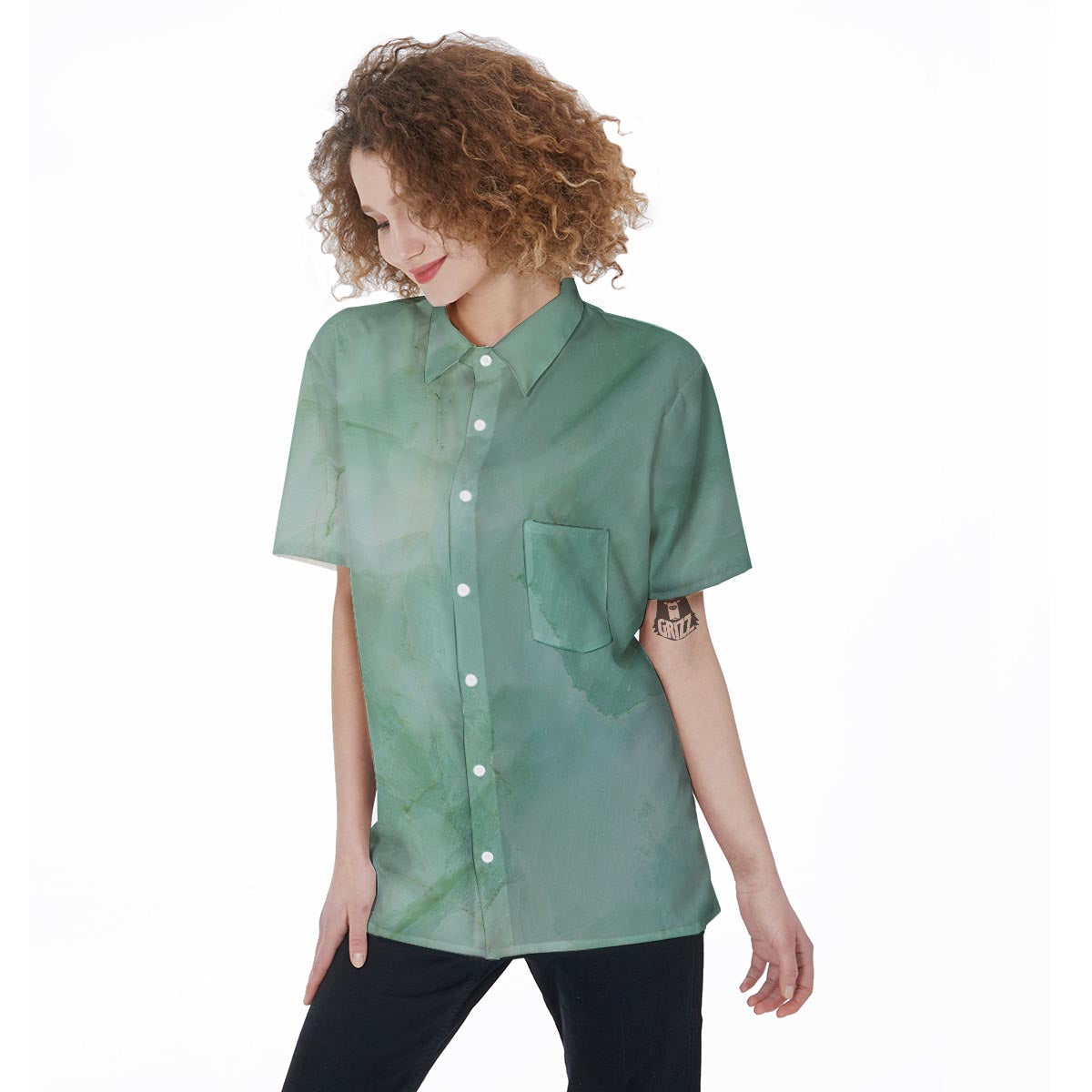 Teal Marble Women's Short Sleeve Shirts-grizzshop